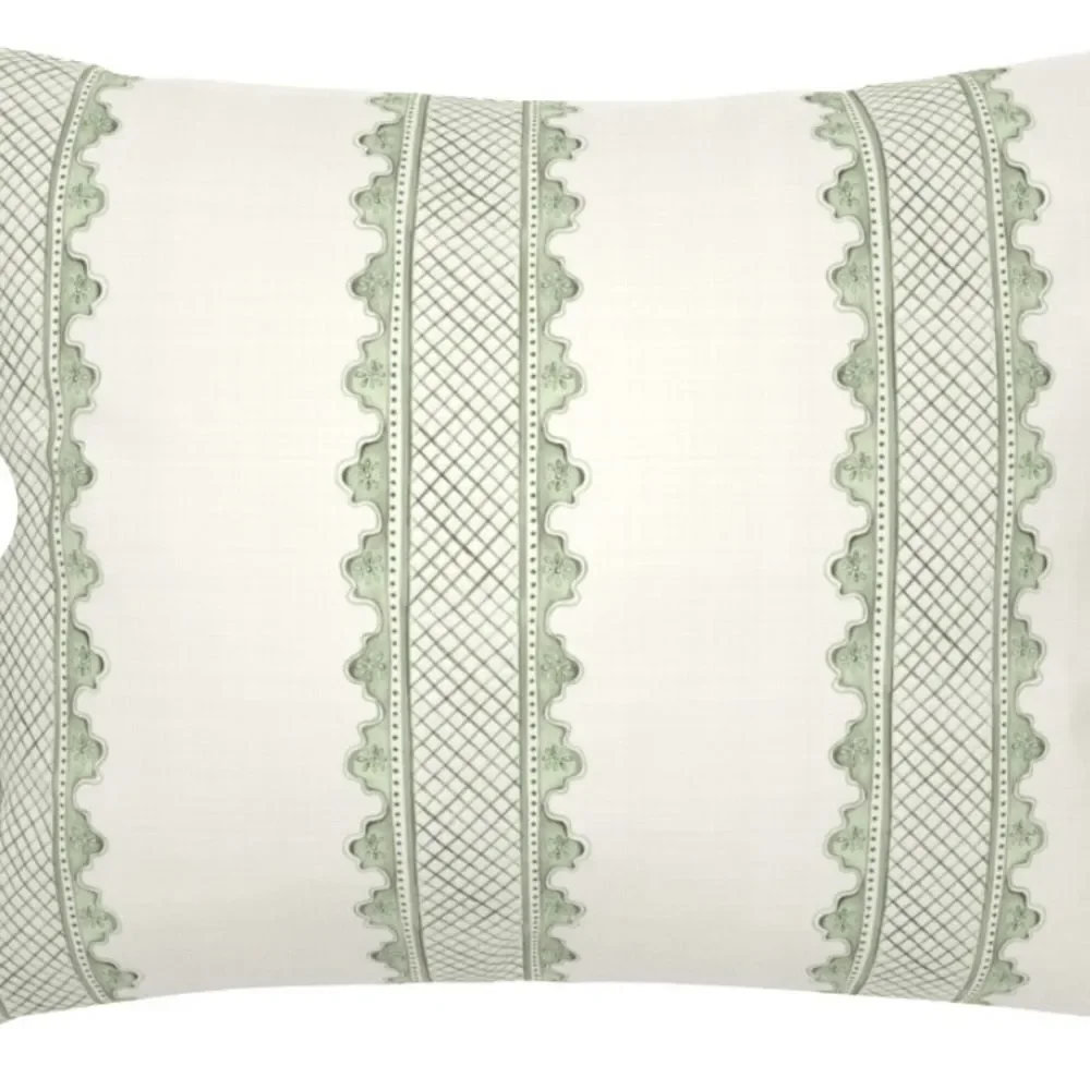 New designer pillow shams Green / White lattice design zip close